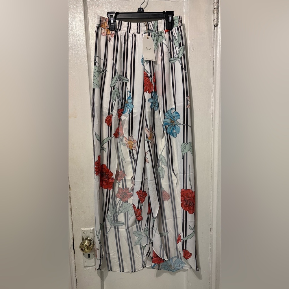 Free the Roses Striped Floral pants